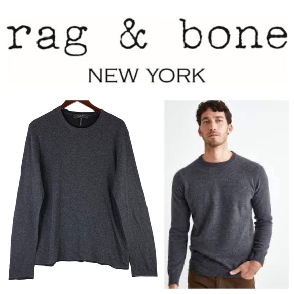 Rag & Bone Mens Sz Medium Crewneck Sweater Pullover Gray Wool Cotton Stretch - Picture 1 of 5